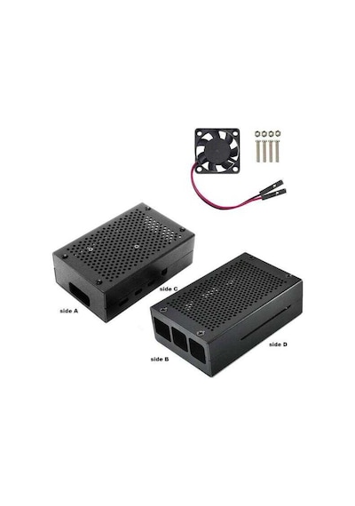 Robotistan-Raspberry Pi 4 Alüminyum Muhafaza Kutusu (Fanlı)