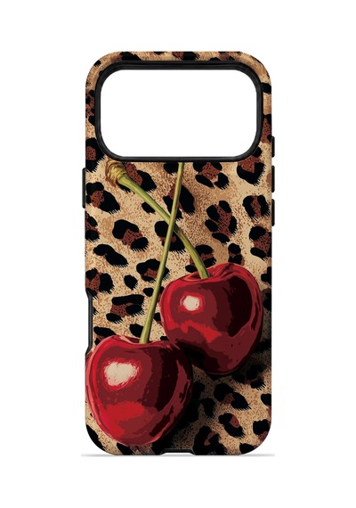 Velvoria Valestra Leopar Kiraz Apple iPhone Uyumlu 17 Pro Darbe Korumalı Kılıf Valestra Select - Leopar Kiraz