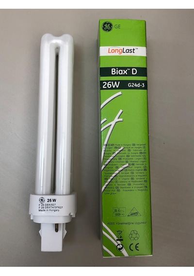 2 Adet G/e Plc Lamba 26w/827 2p 2700 Kelvin 1800 Lümen Sarı