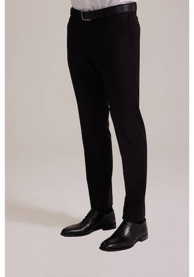 Erkek Siyah Slim Fit Yelekli Sivri Yaka Takım Elbise