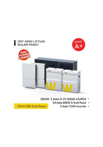 Werer Energy   22kW Off-Grid Solar Paket - LiFePO4 Batarya/Inverter/Solar Panel