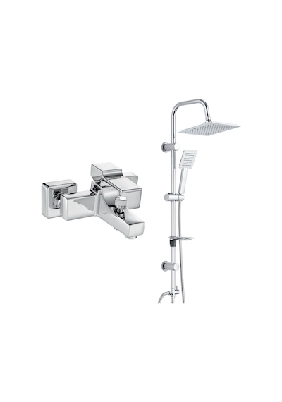 Eca Caro Banyo Bataryası + T-May Banyo Çam Kare Tepe Duş Takımı Seti Krom
