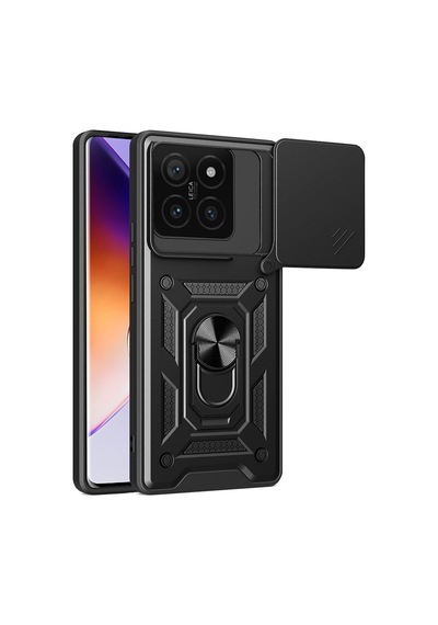 Zore Xiaomi 14t Uyumlu Kılıf Magnetik Standlı Kamera Korumalı Ogaa Sürgülü Vega Kapak-siyah