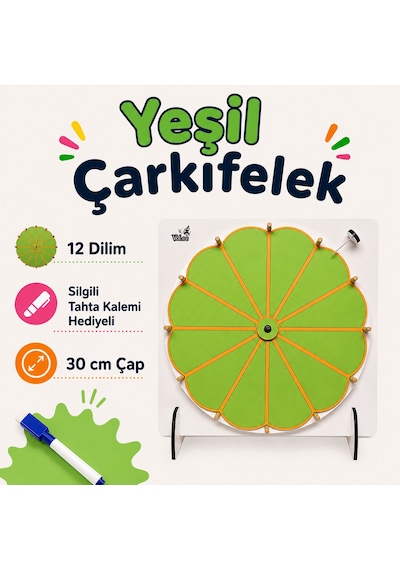 Yeşil Çarkıfelek Oyunu Ahşap Eğitim Materyali