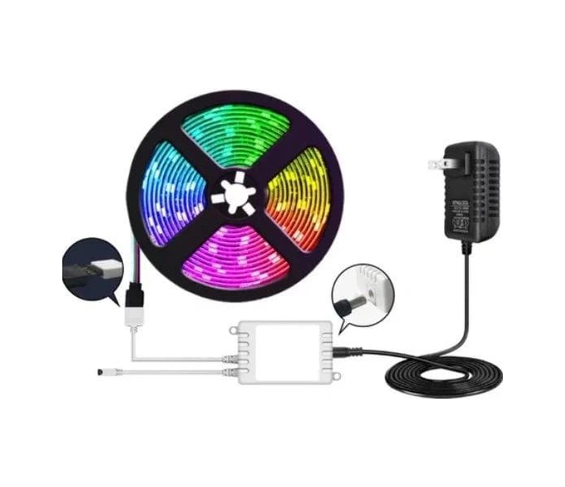 5 Metre Tak Çalıştır Kumandalı, 96 Renk Rgb Şerit Led Tv Ünitesi, Mutfak Tezgahı, Vitrin, Tavan Ledi