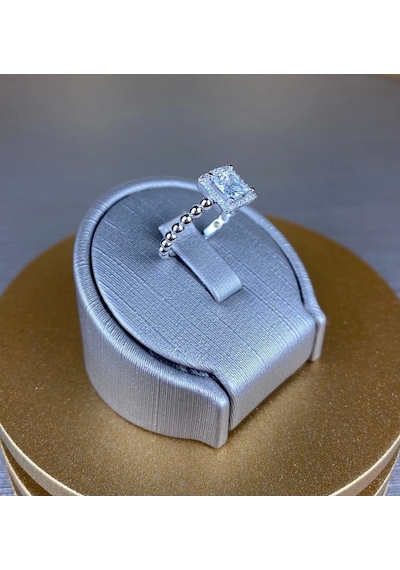 Çgk Çiğdem Gürel Kuyumculuk Kadın Baget Altın Yüzük Beyaz