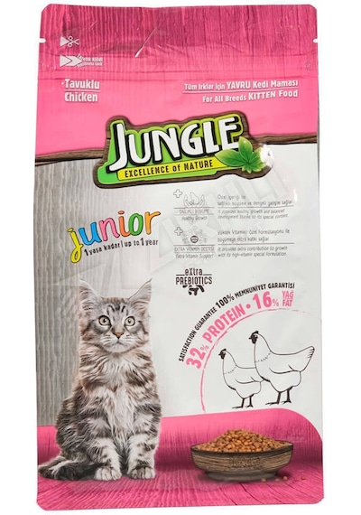 5 Adet Jungle Yavru Kedi Maması Tavuklu 500 Gr