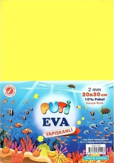 Puti Eva Yapışkanlı A4 Karışık Renk 10Lu