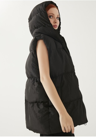 Meecy Kadın Oversize Şişme Yelek Black Black