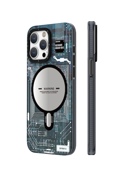 Apple Uyumlu iPhone 15 Pro Kılıf Magsafe Şarj Özellikli Youngkit Technology Serisi Kapak Beyaz