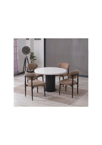 Lina Bohem 90x90 Beyaz/siyah Yuvarlak Masa & 4 Polo Sandalye Seti Açık Kahve Açık Kahve Lina Bohem 90x90 Beyaz/siyah Yuvarlak Masa & 4 Polo Sandalye Seti Açık Kahve Açık Kahve
