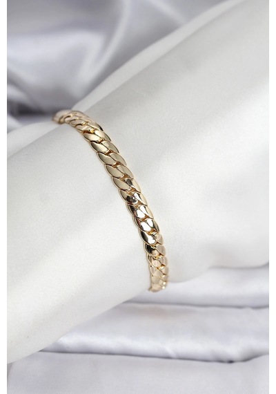 14k Gold Renk Kaplama Ezme Zincir Model Kadın Bileklik Çok Renkli