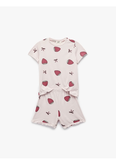 Koton Çilek Baskılı Kısa Kollu Pijama Takımı Pembe Desenli 5slk40199mk Pembe Desenli