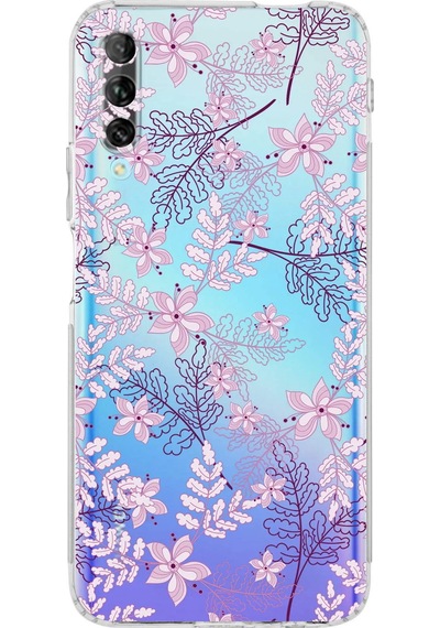 Huawei Psmart Prouyumlu Kamera Korumalı Floral Pudra Tasarımlı Şeffaf Silikon Kılıf