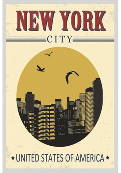 Amerika New Yok Retro Vintage Ahşap Poster