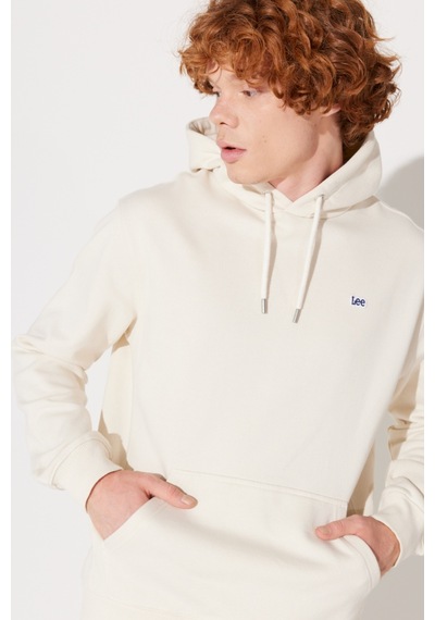 Lee Regular Fit Normal Kesim Pamuk Kırık Beyaz Erkek Içi Polarlı Kapüşonlu Sweatshirt L80YRY102 Kırık Beyaz