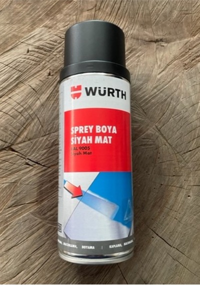 Wurth Mat Siyah Sprey Boya Tampon Boyası Oto Boyası Germany 400ml Siyah Siyah