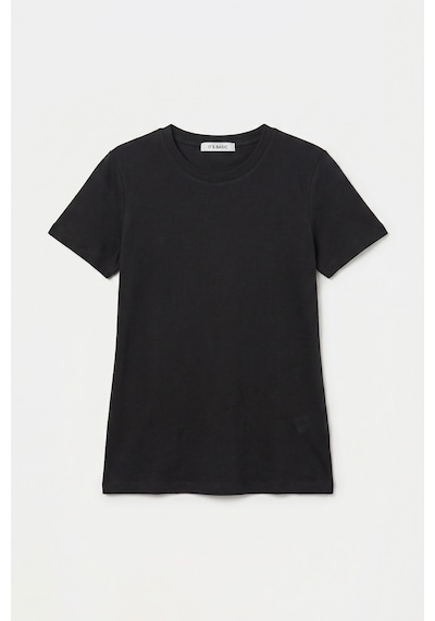 it's basic Kadın Siyah S6-1 Bisiklet Yaka Organik Koton T-shirt