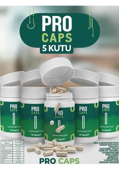 Procaps 5 Kutu X 15 Kapsül Takviye Edici Gıda Pro Caps Detox Için Çay Hediyesiyle