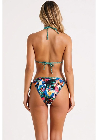 Benerly Kadın Bikini Takımı Çiçek Desenli Üçgen Kaplı Normal Bel Slip Kes Çok Renkli