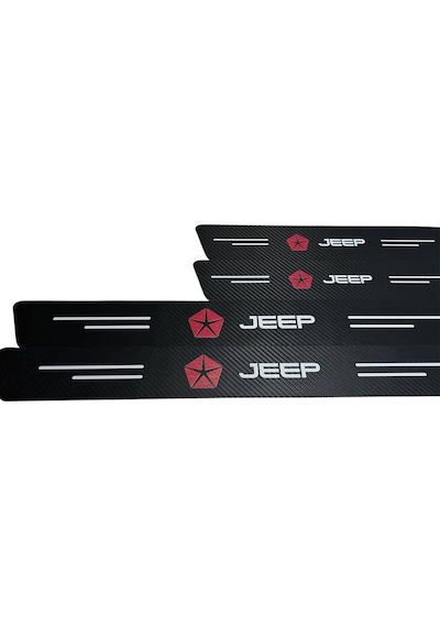Jeep Logolu Karbon Kapı Eşiği Koruyucu Bant Folyo 4'lü Set