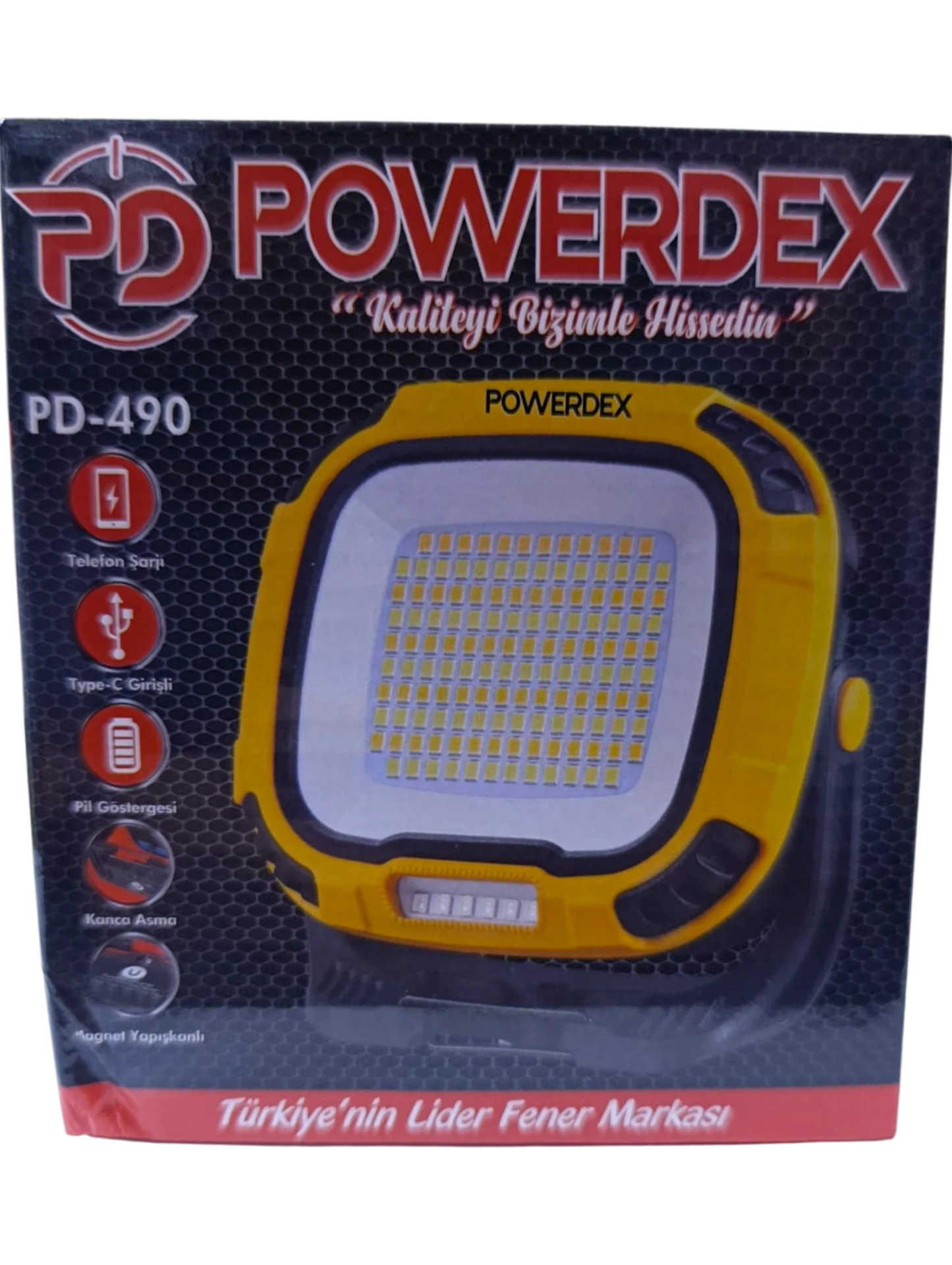 Powerdex Pd-490 Profesyonel Çalışma Lambası 136 Led 6.400 Mah Type-c Hızlı Şarj Powerbank Özellikli Mıknatıslı Çok Renkli
