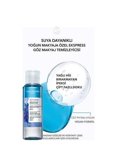 Yves Rocher Tüm Ciltler, Çift Fazlı/yoğun Makyaja Özel, Rahatlatıcı Göz Makyaj Temizleyici-pur Bleuet-100ml