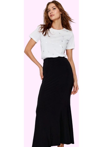 Ersefa Moda Regular Düz Desen Günlük Maxi Boy Vücuda Oturan Balık Form E Siyah