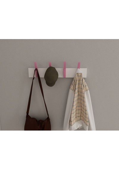 Hepsi3boyutlu Modern Duvar & Kapı Kanca Askılık - 4 Adet Pembe Kanca Askılık - Model No : 3 Pembe