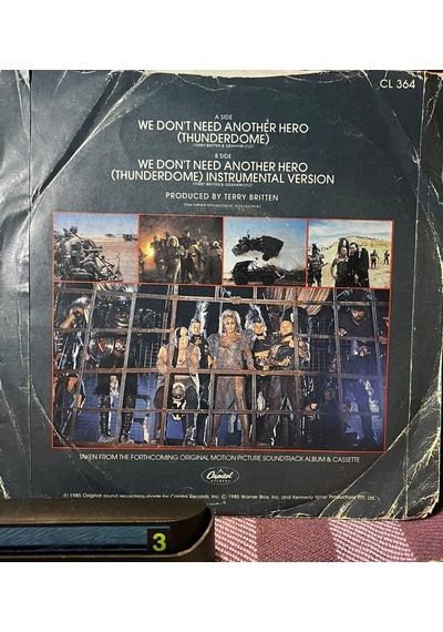 Tina Turner - We Don't Need Another Hero Thunderdome 7" Vinyl, Single, Uk Press, Cl 364