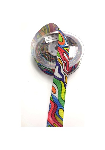 FdayAksesuar Renkli Desenli Grogren Kurdela 2,5 Cm 1 Mt FRDY25167