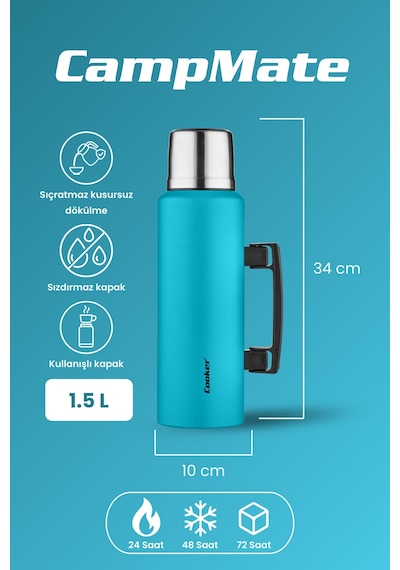 Cooker Campmate 1.5 Litre Paslanmaz Çelik Termos Ckr2085 Turkuaz