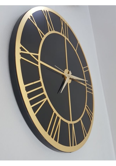 Ayna Denizi Gold Black Model Altın Siyah Renk 50 CM Dekoratif Aynalı Duvar Saati Altın - Siyah