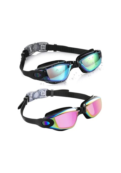 Geeroyoo 2'li Paket Su Geçirmez Ve Buğu Önleyici Yüzme Gözlüğü - Yetişkin Erkek Ve Kadınlar İçin Diğer