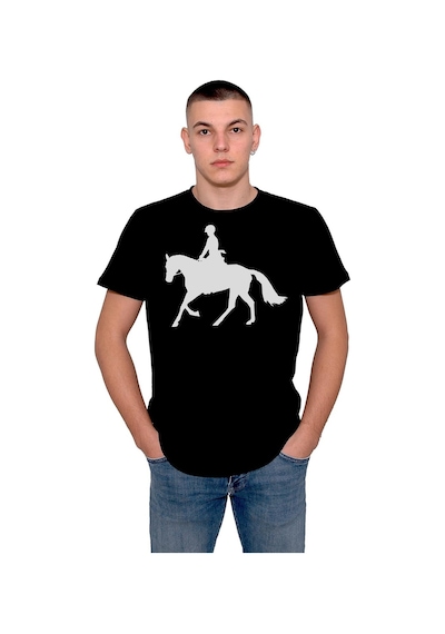 Binicilik At Silüet Yarış Jokey Tişört Unisex T-shirt 001