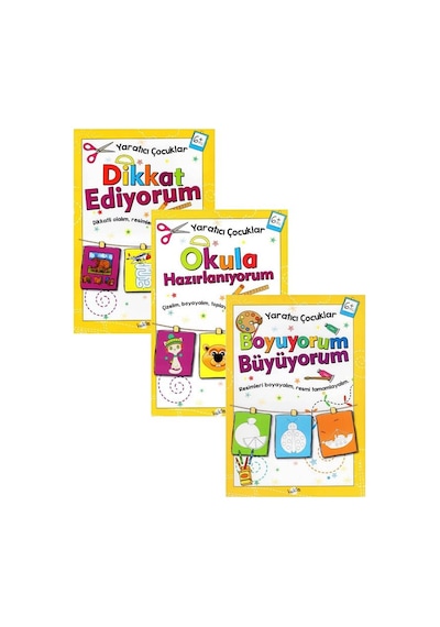 Yaratıcı Çocuklar Okula Hazırlanıyorum Boyuyorum Büyüyorum Ve Dikkat Ediyorum 3lü Set