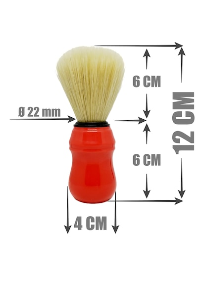 Kırmızı Plastik Saplı Berber Sakal Tıraş Fırçası Tıraş Sabunu Seti 0203