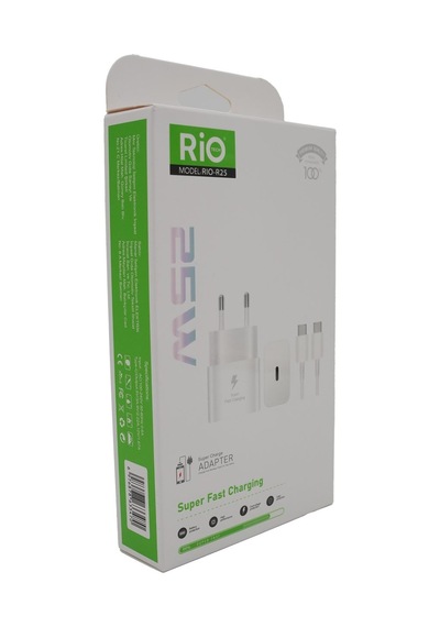 Rio Tech Samsung Uyumlu 25w Adaptör Ve Type-c To Type-c Kablo Şarj Seti