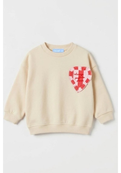 La Ciel Paris Kız Çocuk Kalp Detaylı Sweatshirt Krem