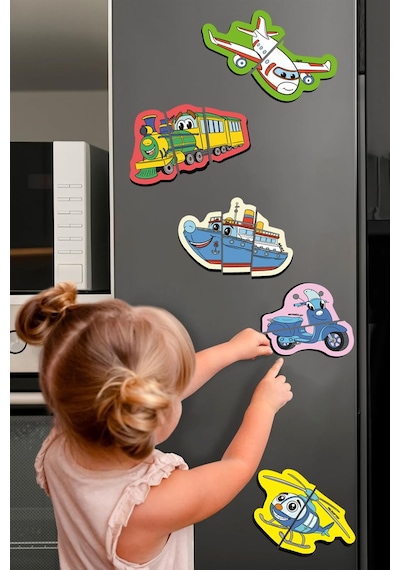 Çocuk Akademi Mıknatıs Özellikli Eğlenceli Puzzle Taşıtlar