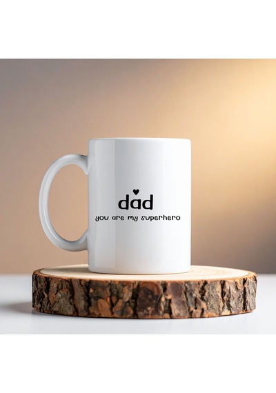 Dad You Are My Superhero Tasarım Kupa Model 228 Babaya Hediye Baskılı Seramik Kahve Kupası Çok Renkli
