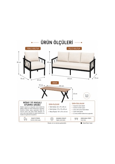 Miray 311 Masalı Balkon Bahçe Oturma Grubu Minderli Metal Bahçe Mobilyası Takımı Antrasit Miray 311 Masalı Balkon Bahçe Oturma Grubu Minderli Metal Bahçe Mobilyası Takımı Antrasit