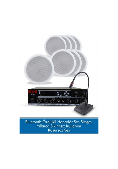 Cafe Ve Ofisler İçin Hazır Ses Paketi: 8'li Tavan Hoparlör Mikrofon Ve Bluetooth Amfi Ses Sistemi