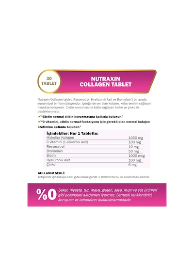 Collagen Gold Quality Tablet Hidrolize Kolajen, C Vitamini, Hyaluronik Asit, Biotin, Çinko Ve Resveratrol İçeren Cilt, Saç Ve Tırnak Takviyesi 30 Tablet 2 Paketi