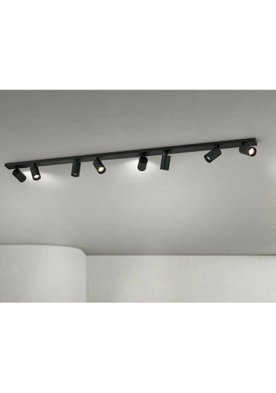 Modern Siyah Metal 150 Cm Gu10 Led Spot Avize Sekizli 8 Lihareket