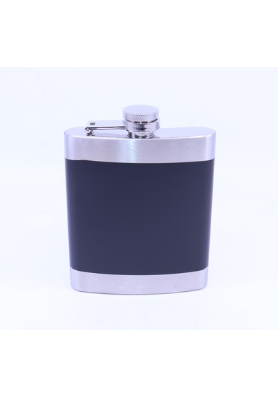Siyah - Krom Cep Matarası-flask 7 Oz