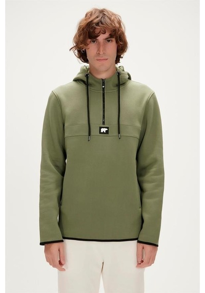 Bad Bear Defence Half-zıp Hoodıe Thyme Erkek Sweatshirt Haki S-xxl 001
