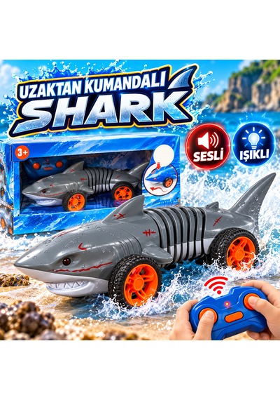 Uzaktan Kumandalı Shark Oyuncak Araba Sesli Ve Işıklı - Gri