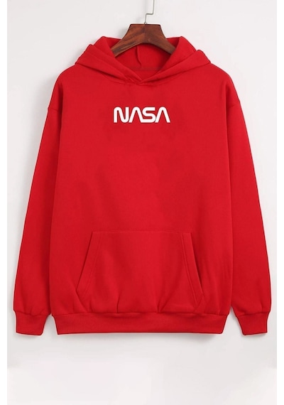 Uyguntarz Unisex Nasa Baskılı Sweatshirt Kırmızı