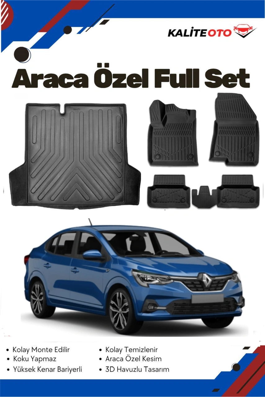 Renault Talıant 2022-2023-2024-2025 Model Yumuşak Paspas+bagaj Havuzu Seti
